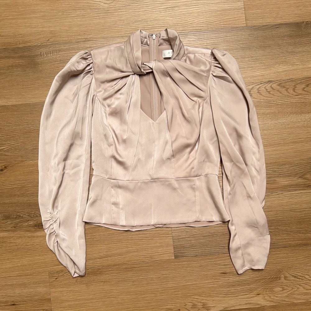 Astr Pink Puff Sleeve Ruched Blouse